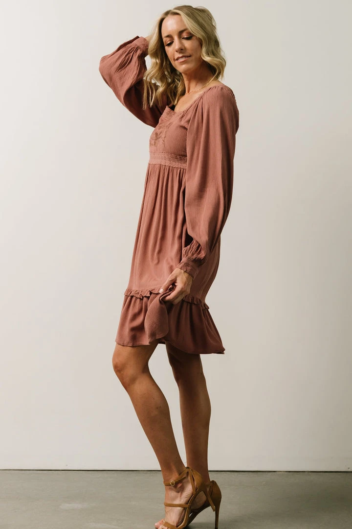 IL Brandie Embroidered Mini Dress | Dark Mauve 4 IL Brandie Embroidered Mini Dress | Dark Mauve
