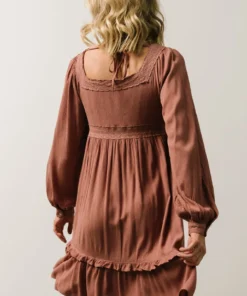 IL Brandie Embroidered Mini Dress | Dark Mauve