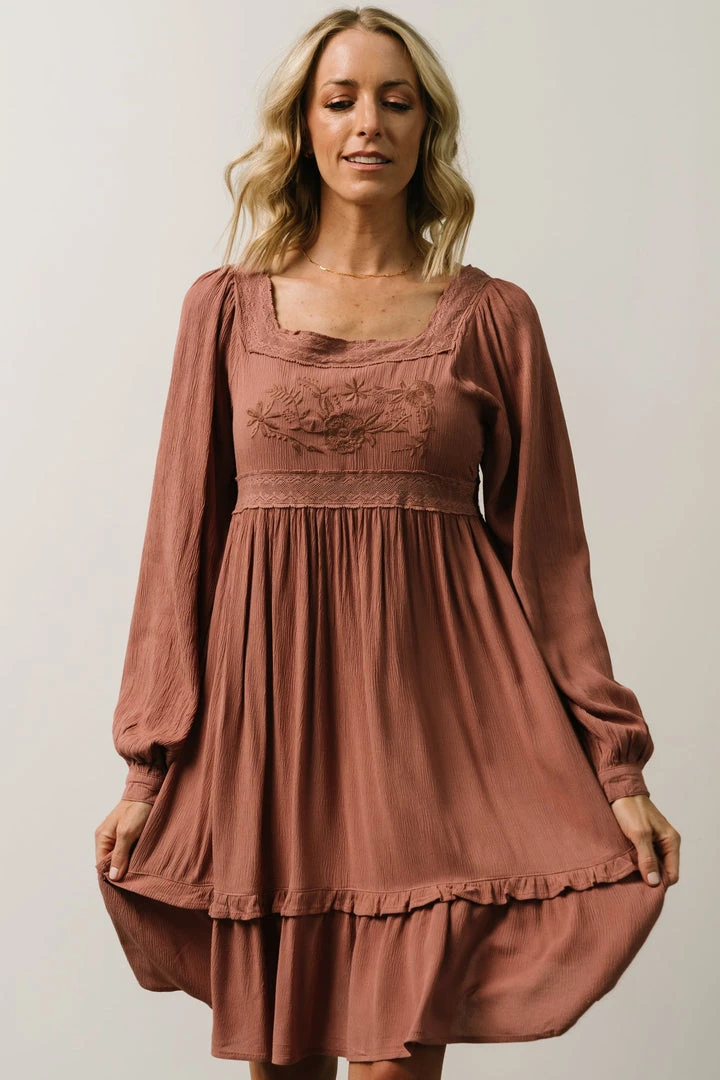 IL Brandie Embroidered Mini Dress | Dark Mauve 7 IL Brandie Embroidered Mini Dress | Dark Mauve