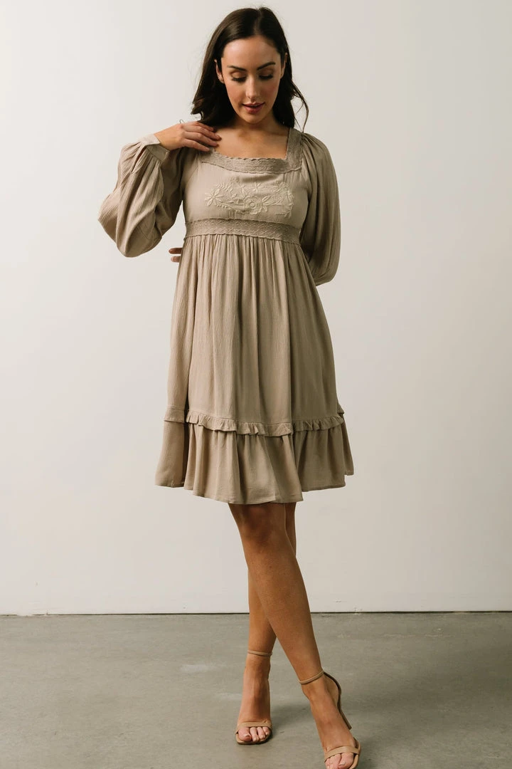 IL Brandie Embroidered Mini Dress | Natural 6 IL Brandie Embroidered Mini Dress | Natural