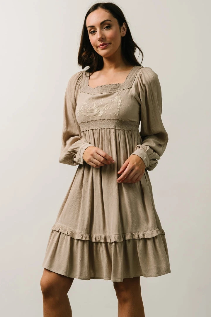 IL Brandie Embroidered Mini Dress | Natural 2 IL Brandie Embroidered Mini Dress | Natural
