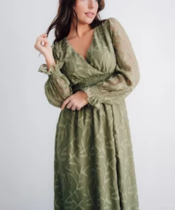 BB Custom Bridget Textured Maxi Dress | Dusty Olive Dresses