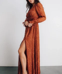 BB Custom Dresses Bridget Textured Maxi Dress | Rust