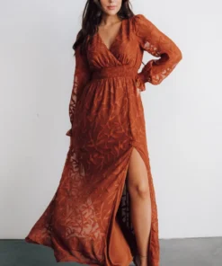 BB Custom Dresses Bridget Textured Maxi Dress | Rust