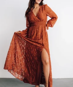 BB Custom Dresses Bridget Textured Maxi Dress | Rust