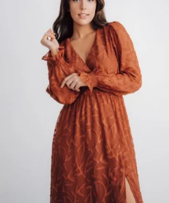 BB Custom Dresses Bridget Textured Maxi Dress | Rust