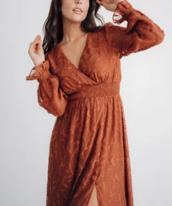 BB Custom Dresses Bridget Textured Maxi Dress | Rust