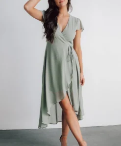 Soi Dresses Bristol Midi Wrap Dress | Sage