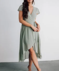 Soi Dresses Bristol Midi Wrap Dress | Sage 12 Soi Dresses Bristol Midi Wrap Dress | Sage