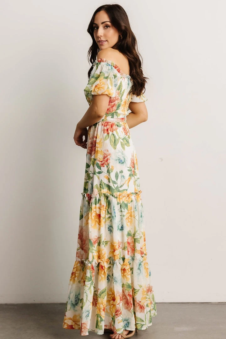 FT Britney Tiered Maxi Dress | Ivory Multi Floral 4 FT Britney Tiered Maxi Dress | Ivory Multi Floral