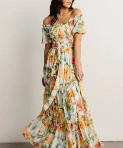 FT Britney Tiered Maxi Dress | Ivory Multi Floral 10 FT Britney Tiered Maxi Dress | Ivory Multi Floral