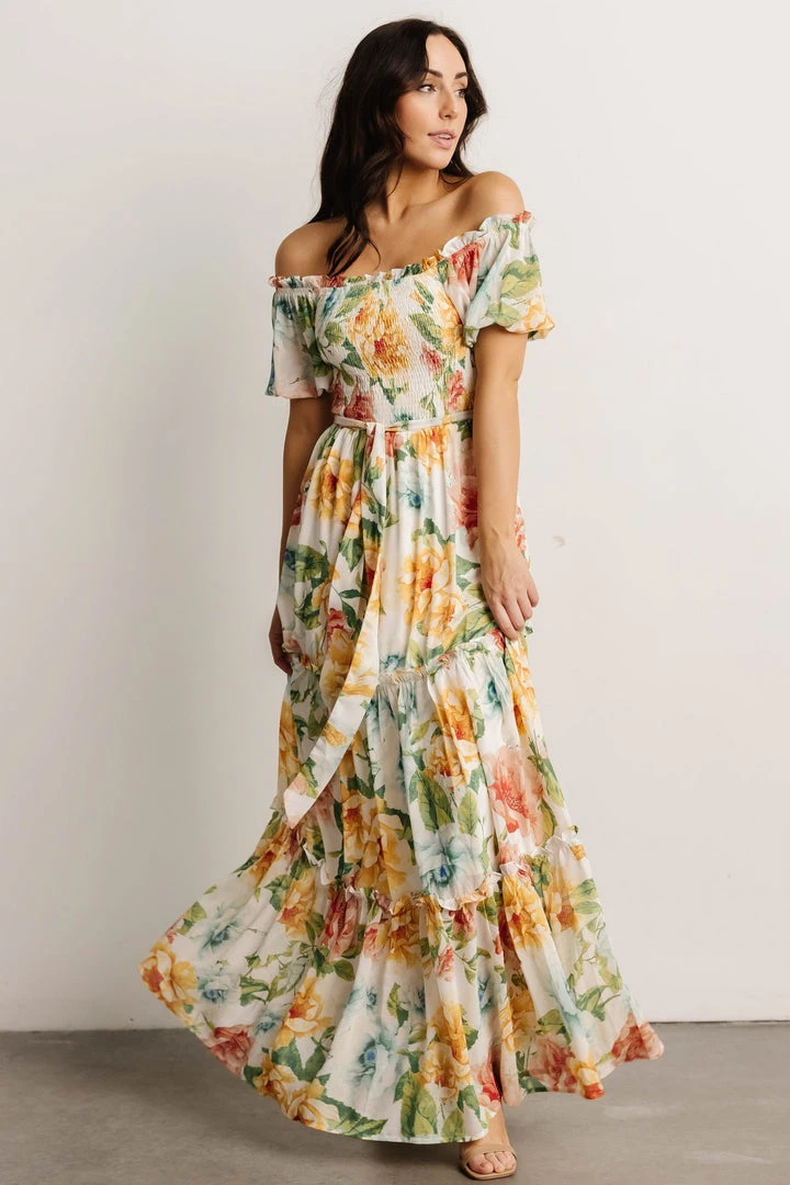 FT Britney Tiered Maxi Dress | Ivory Multi Floral 3 FT Britney Tiered Maxi Dress | Ivory Multi Floral
