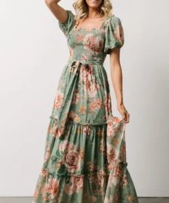 FT Britney Tiered Maxi Dress | Sage Multi Floral Dresses