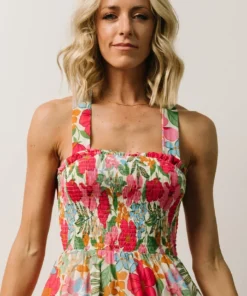 FT Dresses Britt Maxi Dress | Pink + Green Floral Print