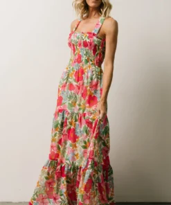 FT Dresses Britt Maxi Dress | Pink + Green Floral Print