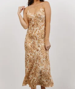 DF Dresses Brix Open Back Maxi Dress | Cream Print