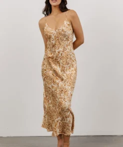 DF Dresses Brix Open Back Maxi Dress | Cream Print