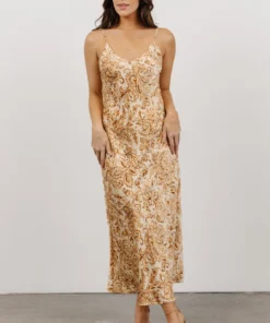 DF Dresses Brix Open Back Maxi Dress | Cream Print