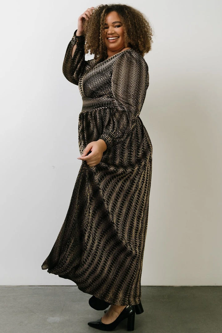 Soi Dresses Bronson Shimmer Gown | Black + Gold 7 Soi Dresses Bronson Shimmer Gown | Black + Gold