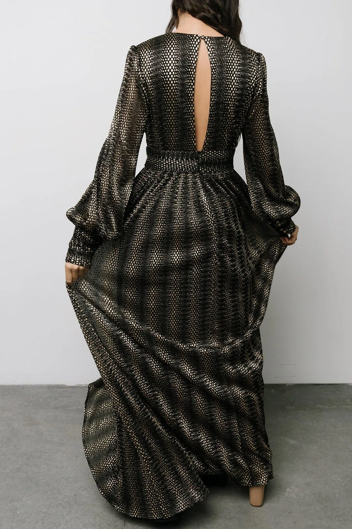 Soi Dresses Bronson Shimmer Gown | Black + Gold 3 Soi Dresses Bronson Shimmer Gown | Black + Gold