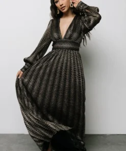 Soi Dresses Bronson Shimmer Gown | Black + Gold 21 Soi Dresses Bronson Shimmer Gown | Black + Gold