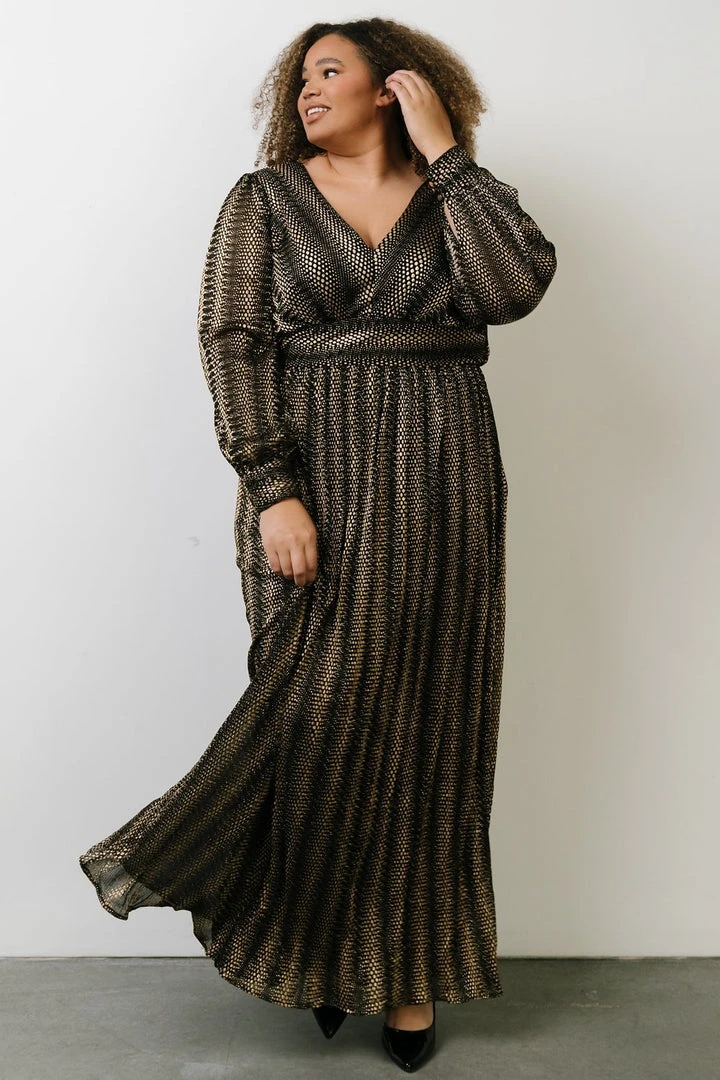 Soi Dresses Bronson Shimmer Gown | Black + Gold 5 Soi Dresses Bronson Shimmer Gown | Black + Gold