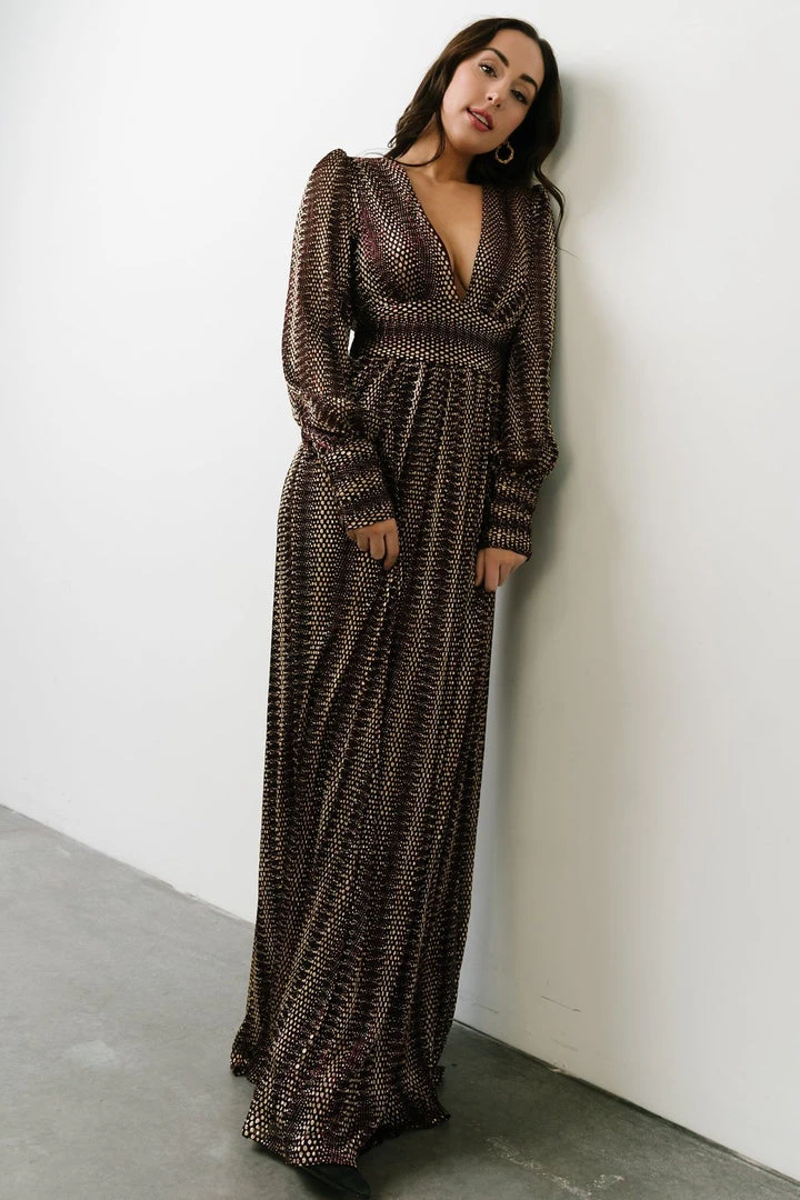 Soi Dresses Bronson Shimmer Gown | Mulberry + Gold 18 Soi Dresses Bronson Shimmer Gown | Mulberry + Gold