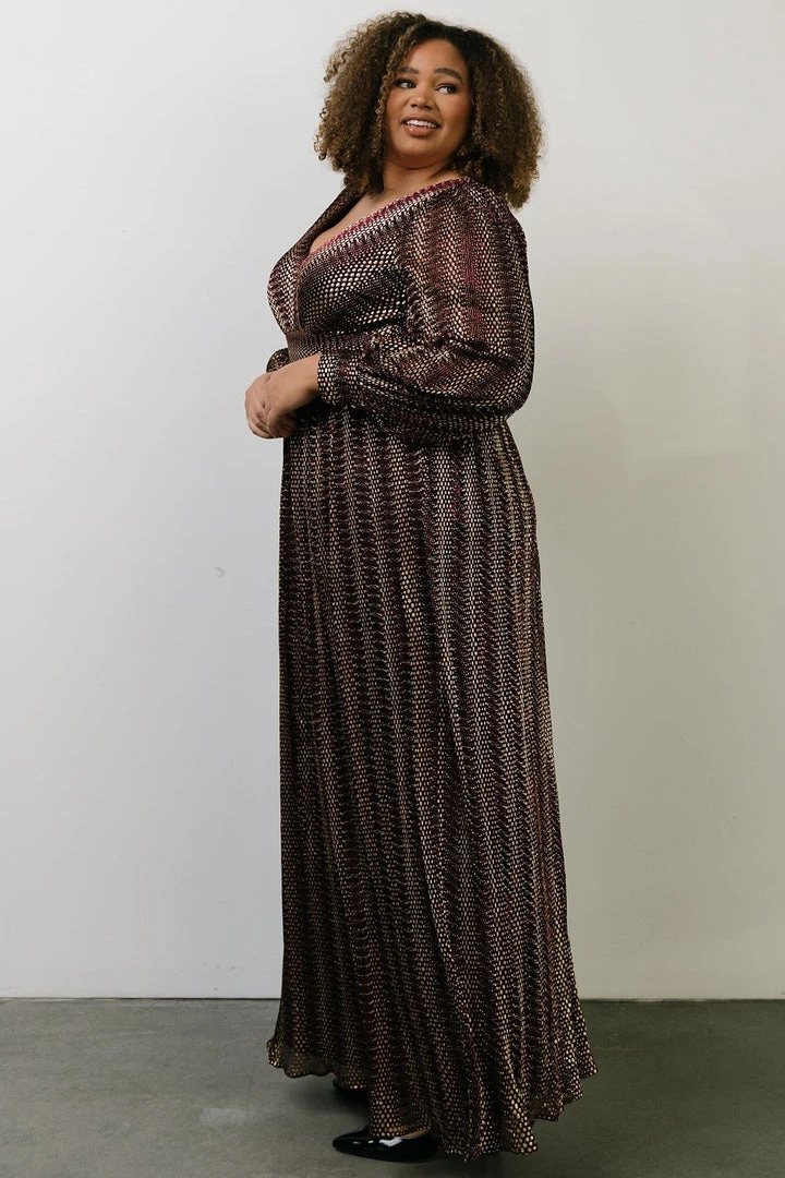 Soi Dresses Bronson Shimmer Gown | Mulberry + Gold 3 Soi Dresses Bronson Shimmer Gown | Mulberry + Gold