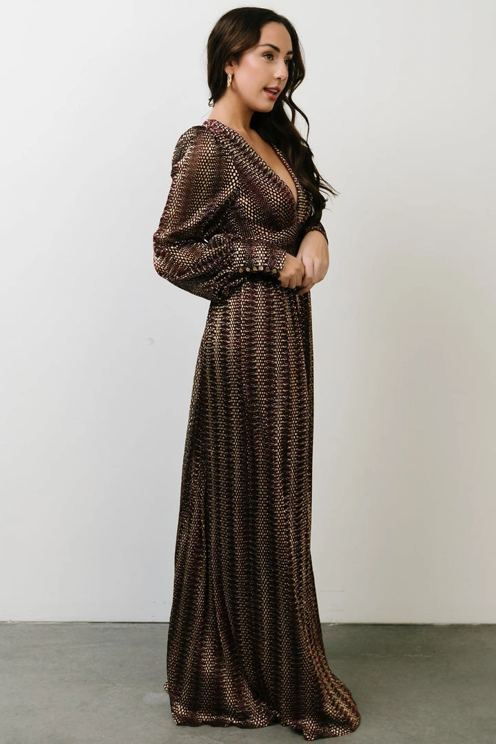 Soi Dresses Bronson Shimmer Gown | Mulberry + Gold 6 Soi Dresses Bronson Shimmer Gown | Mulberry + Gold