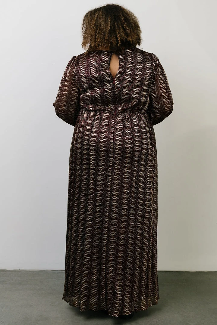 Soi Dresses Bronson Shimmer Gown | Mulberry + Gold 7 Soi Dresses Bronson Shimmer Gown | Mulberry + Gold