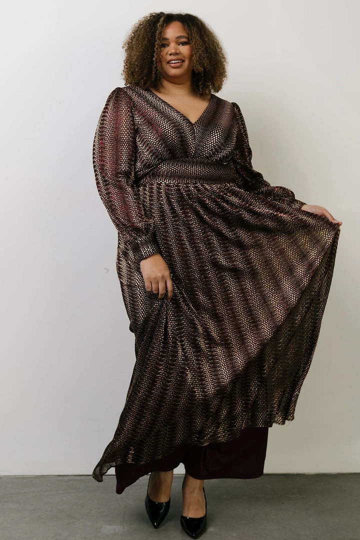 Soi Dresses Bronson Shimmer Gown | Mulberry + Gold 17 Soi Dresses Bronson Shimmer Gown | Mulberry + Gold