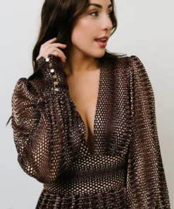 Soi Dresses Bronson Shimmer Gown | Mulberry + Gold 28 Soi Dresses Bronson Shimmer Gown | Mulberry + Gold