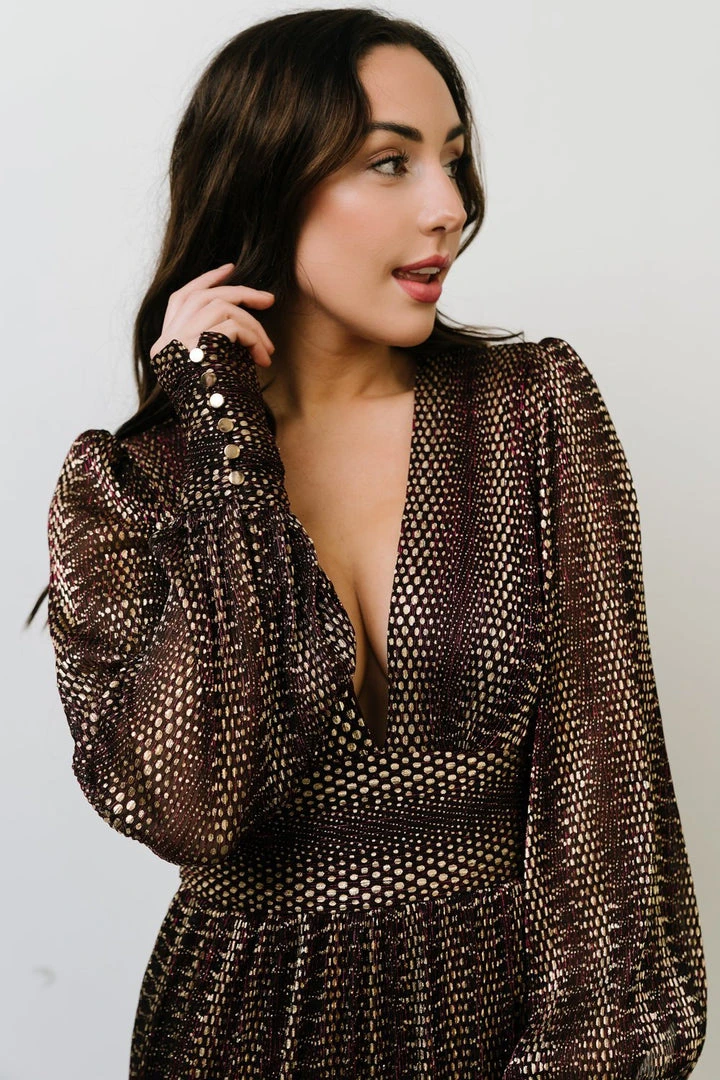 Soi Dresses Bronson Shimmer Gown | Mulberry + Gold 11 Soi Dresses Bronson Shimmer Gown | Mulberry + Gold