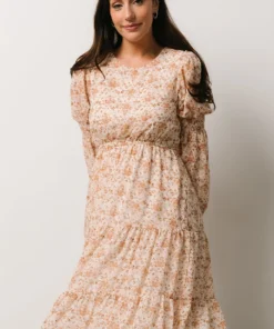 HAY Brooklyn Tiered Midi Dress | Taupe Floral