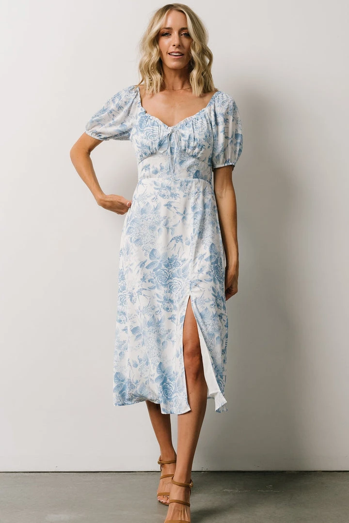 BB Custom Cadence Midi Dress | Blue Floral 1 BB Custom Cadence Midi Dress | Blue Floral