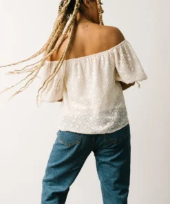 FT Boho Caitlyn Puff Sleeve Sweetheart Top | Ivory