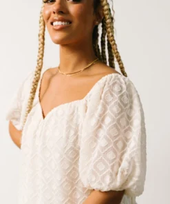 FT Boho Caitlyn Puff Sleeve Sweetheart Top | Ivory