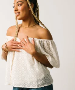 FT Boho Caitlyn Puff Sleeve Sweetheart Top | Ivory