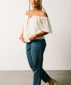 FT Boho Caitlyn Puff Sleeve Sweetheart Top | Ivory