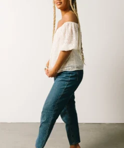 FT Boho Caitlyn Puff Sleeve Sweetheart Top | Ivory