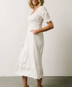 POL Calliope Square Neckline Midi Dress | White 9 POL Calliope Square Neckline Midi Dress | White