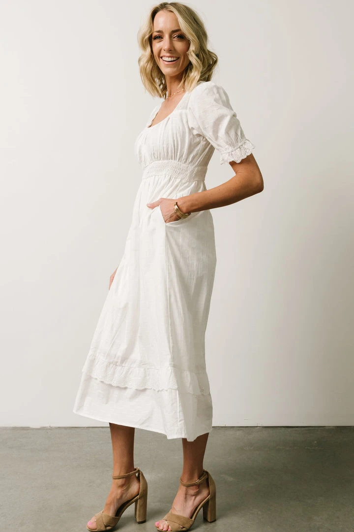 POL Calliope Square Neckline Midi Dress | White 4 POL Calliope Square Neckline Midi Dress | White