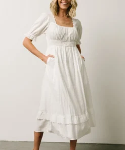 POL Calliope Square Neckline Midi Dress | White