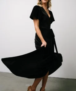 BB Custom Calvin Sparkle Velvet Wrap Dress | Black Dresses