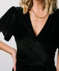 BB Custom Calvin Sparkle Velvet Wrap Dress | Black Dresses