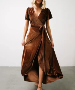 BB Custom Dresses Calvin Sparkle Velvet Wrap Dress | Bronze