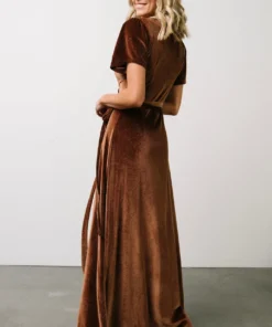 BB Custom Dresses Calvin Sparkle Velvet Wrap Dress | Bronze