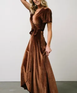 BB Custom Dresses Calvin Sparkle Velvet Wrap Dress | Bronze