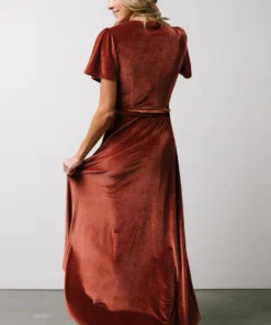 BB Custom Dresses Calvin Sparkle Velvet Wrap Dress | Dusty Clay 21 BB Custom Dresses Calvin Sparkle Velvet Wrap Dress | Dusty Clay