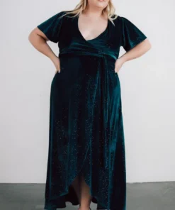 BB Custom Dresses Calvin Sparkle Velvet Wrap Dress | Jade